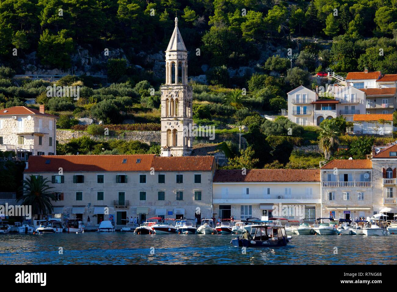 La Croatie, Dalmatie, côte dalmate, Hvar, Hvar, port Banque D'Images
