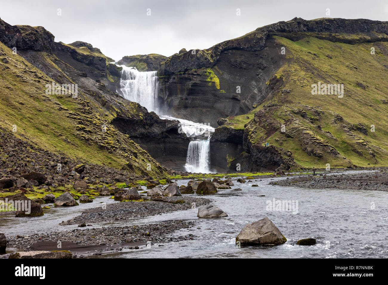 La Cascade Ófaerufoss Eldgjá, Canyon, Islande Banque D'Images