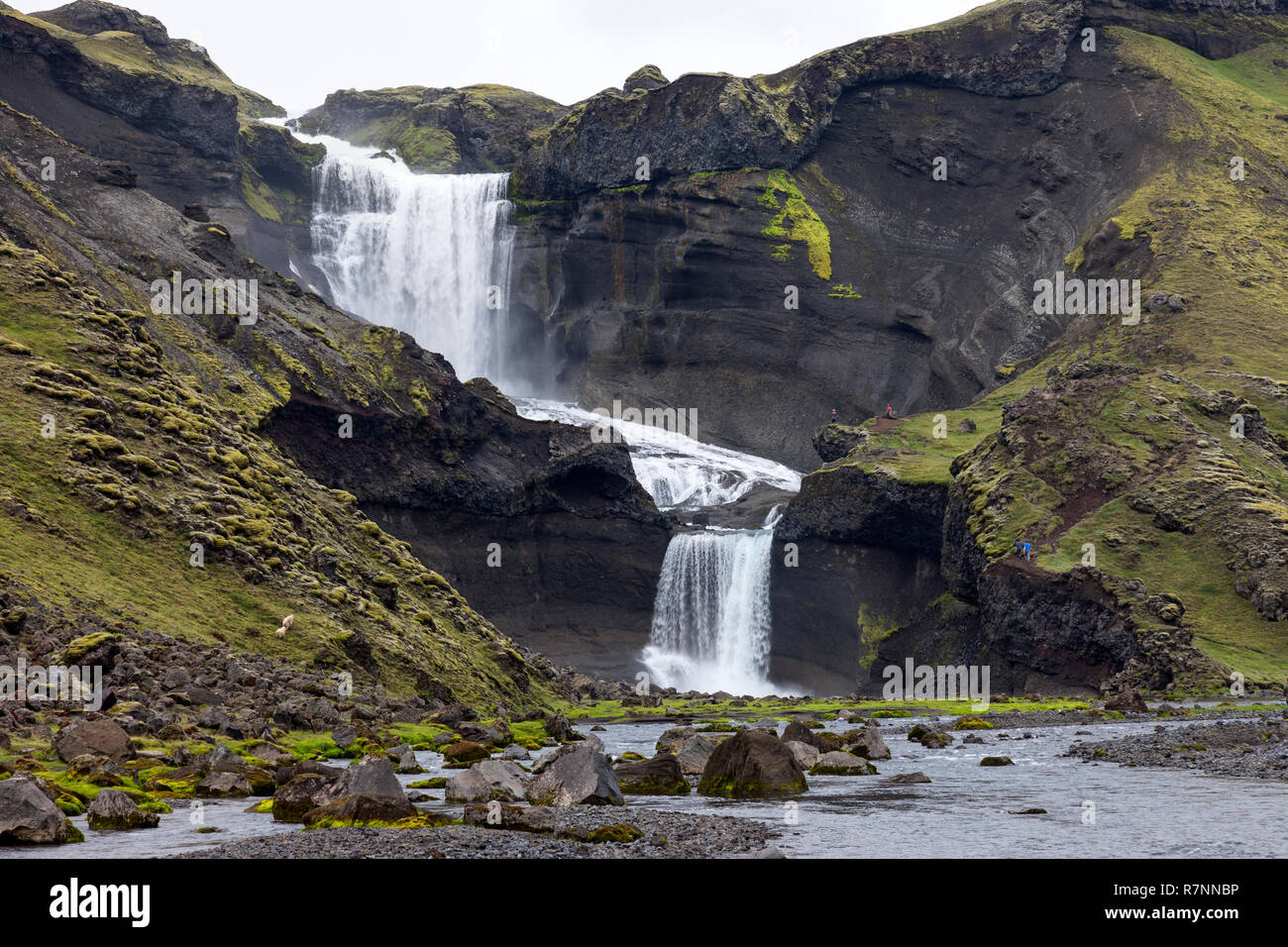 La Cascade Ófaerufoss Eldgjá, Canyon, Islande Banque D'Images