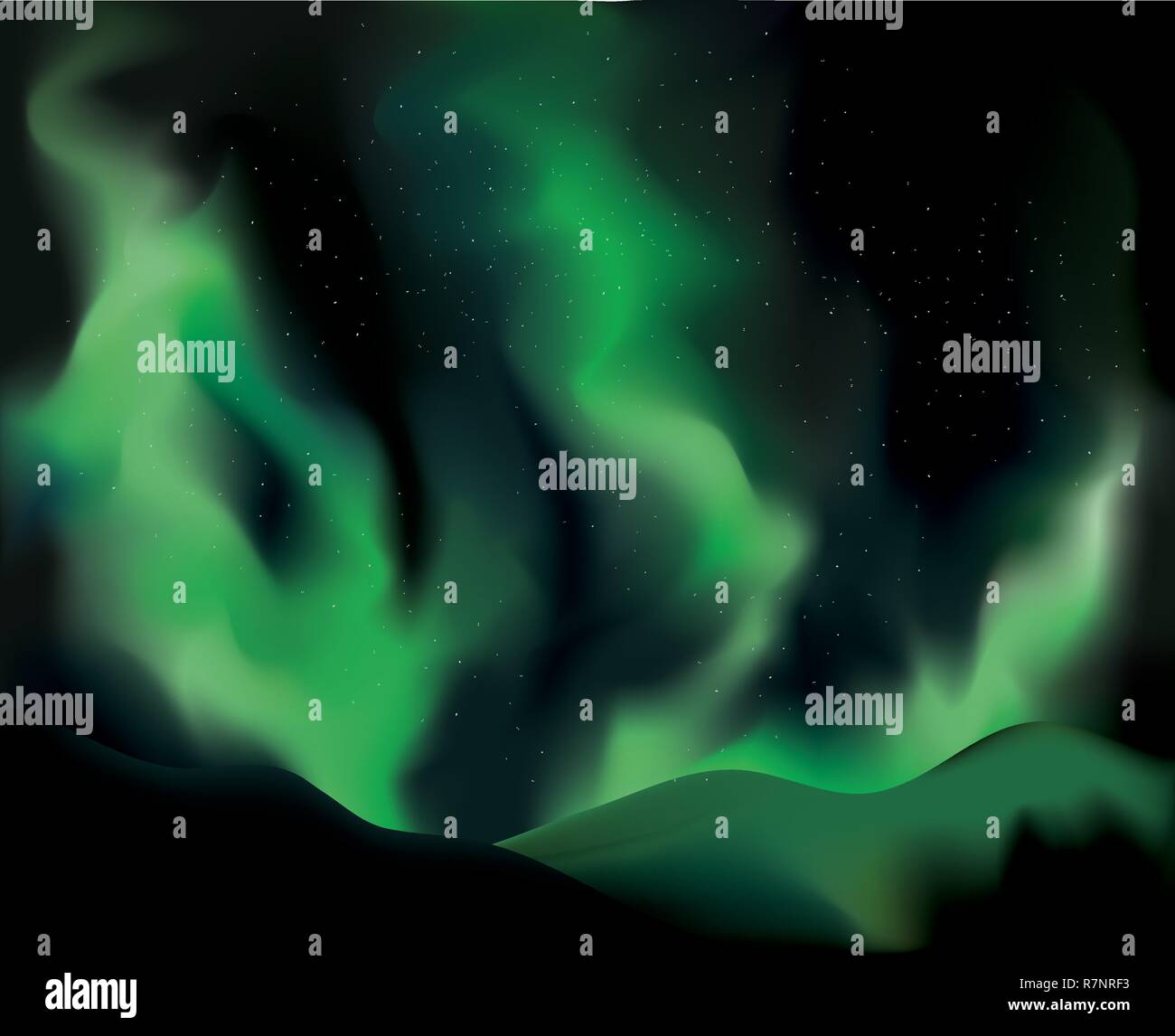 De belles aurores boréales en Islande Illustration de Vecteur