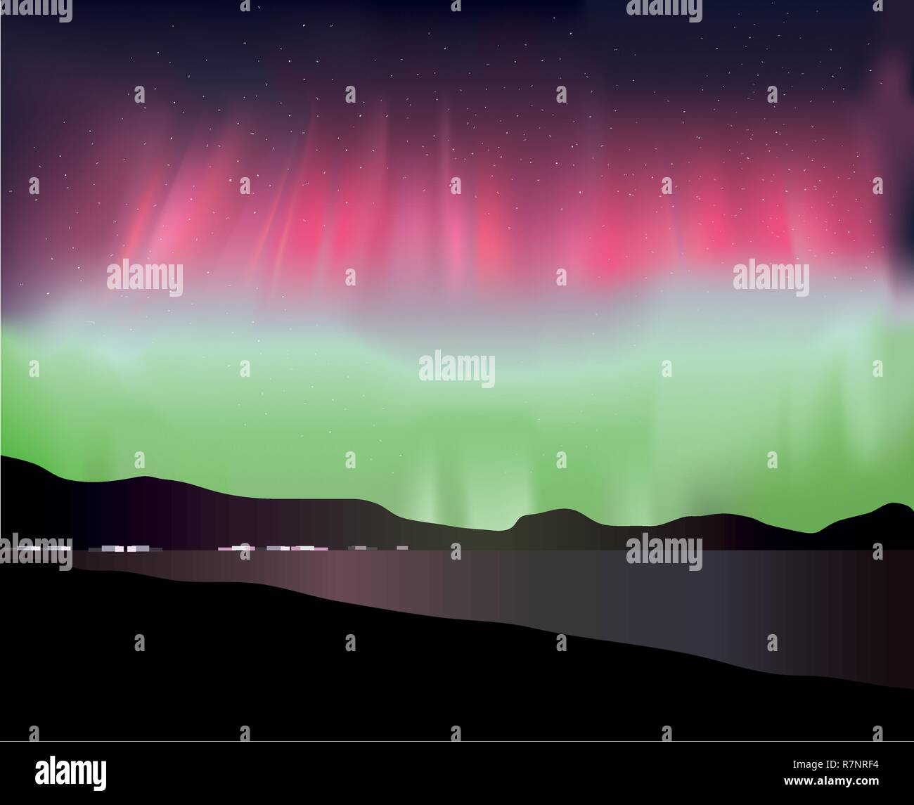 De belles aurores boréales en Islande Illustration de Vecteur