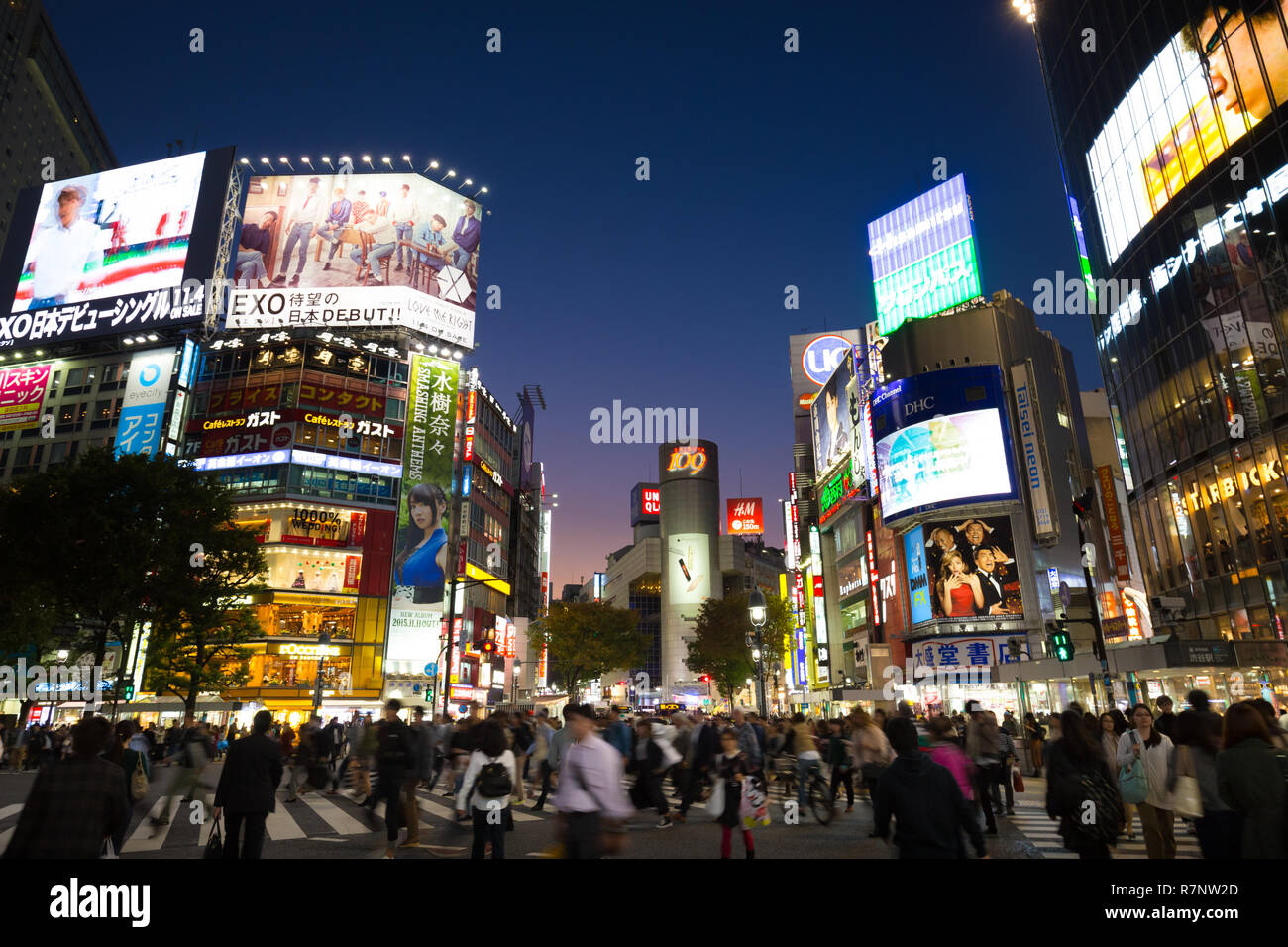 Les piétons au croisement de Shibuya, Tokyo, Japon Banque D'Images