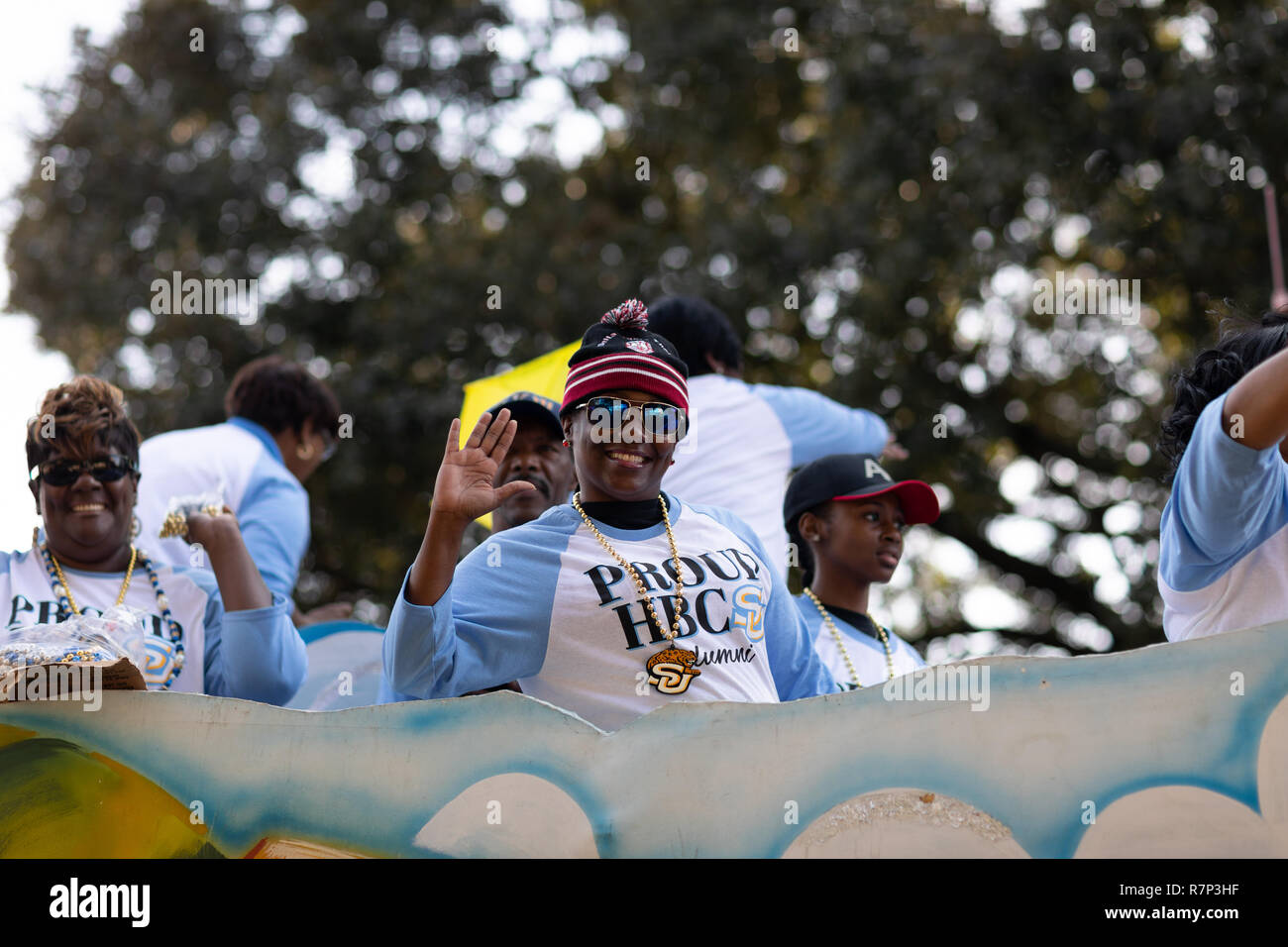 La Nouvelle Orléans, Louisiane, USA - 24 novembre 2018 : le Bayou Classic Float Parade, portant l'Association des anciens de l'Université du Sud à la parade Banque D'Images