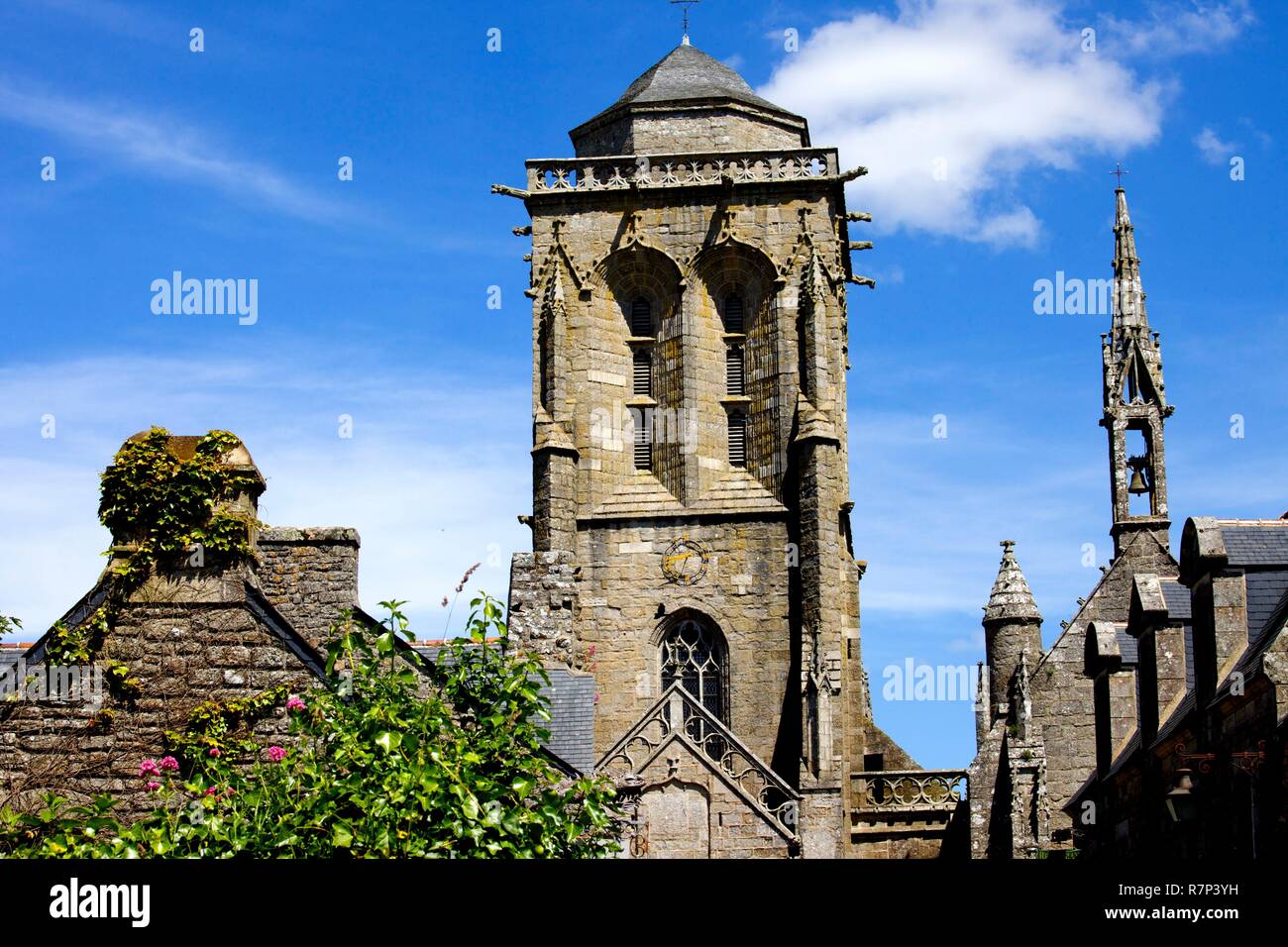 La France, Finistère, Locronan, étiqueté les Plus Beaux Villages de France, le village Banque D'Images