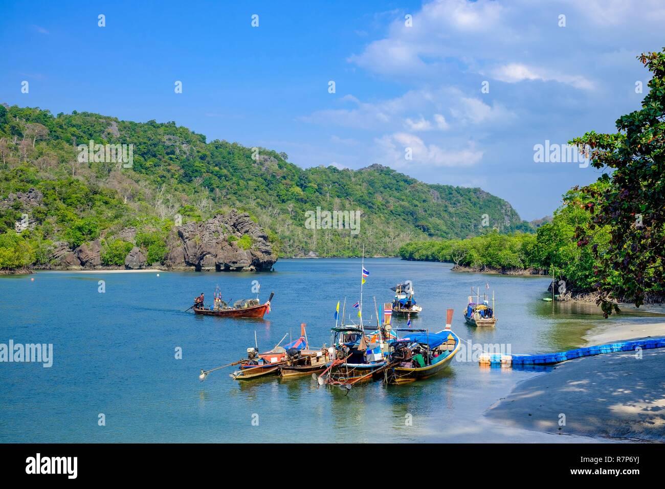 La Thaïlande, province de Phang Nga, Parc national marin de Tarutao, Ko Tarutao island, embouchure de la rivière près de Ao Pante jetée de Malacca Banque D'Images