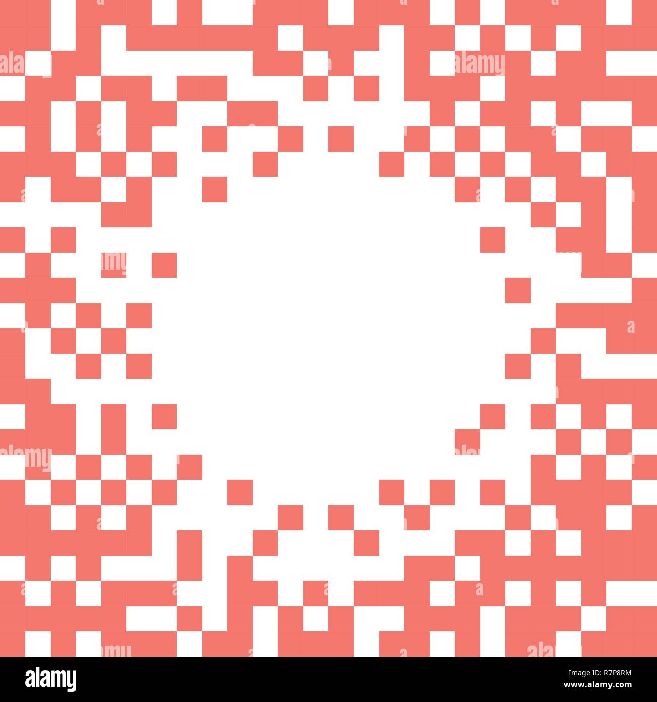 La conception créative avec des pixels créer un cercle au centre de l'image en couleur corail vivant. Illustration de Vecteur