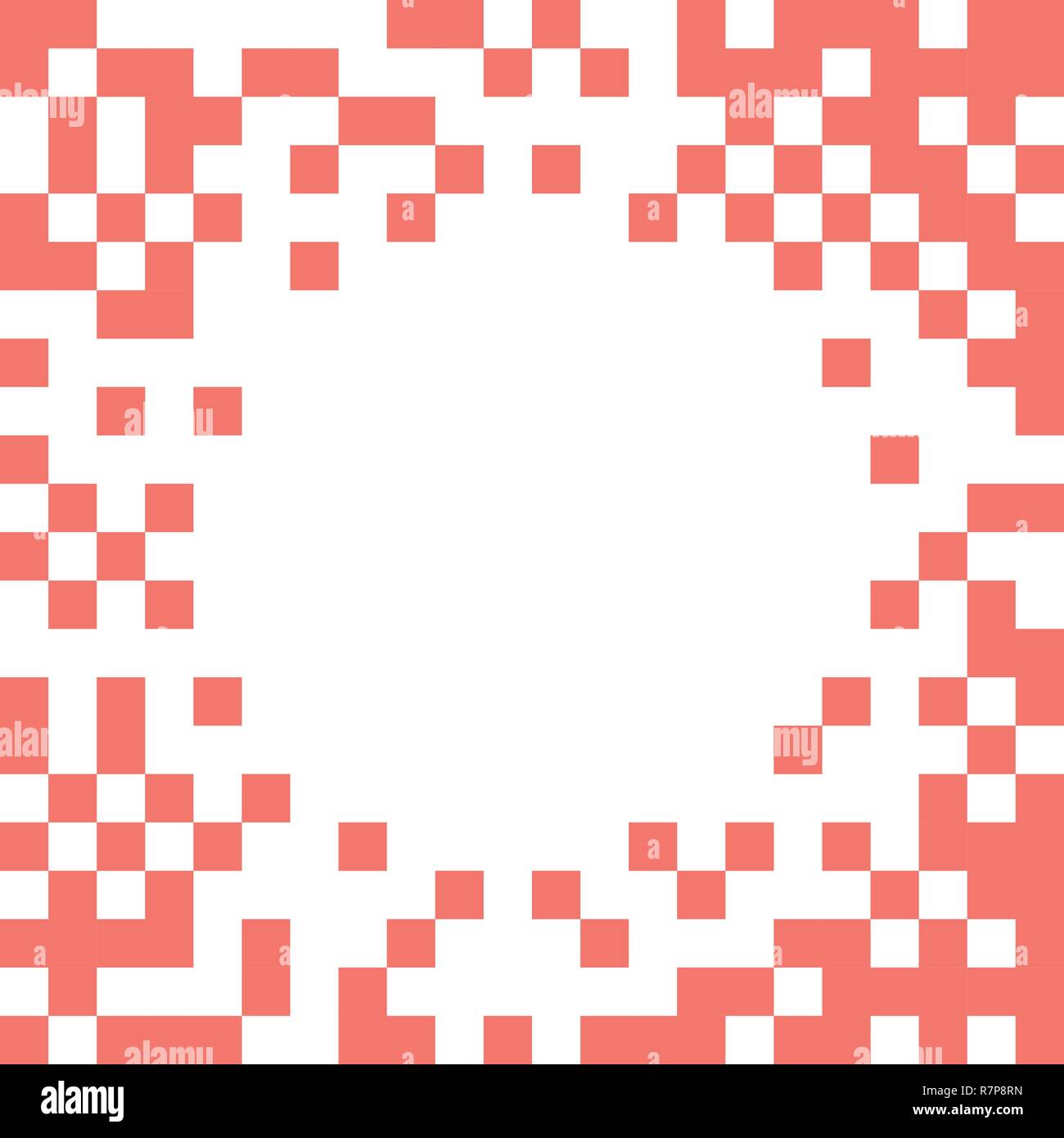 Creative desing avec vecteur au centre du cercle en pixels dispersés couleur corail vivant. Illustration de Vecteur