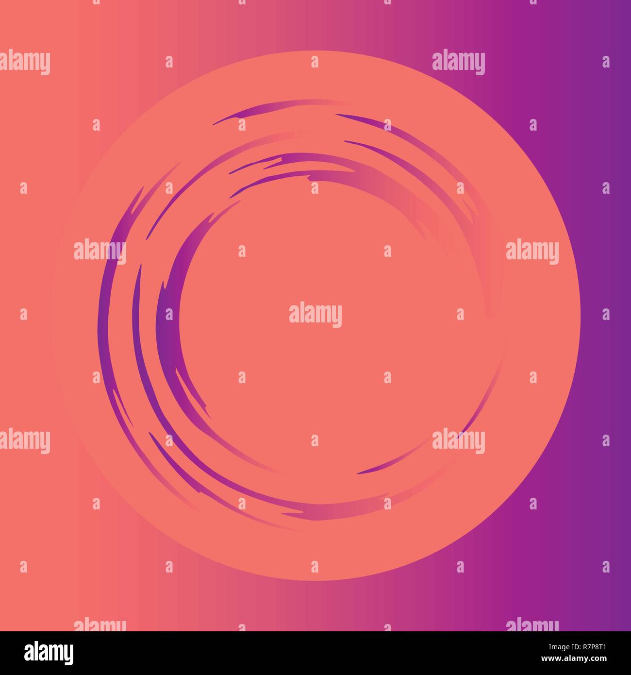 Abstract vector image créative avec le cercle de centre en couleur corail vivant. Illustration de Vecteur