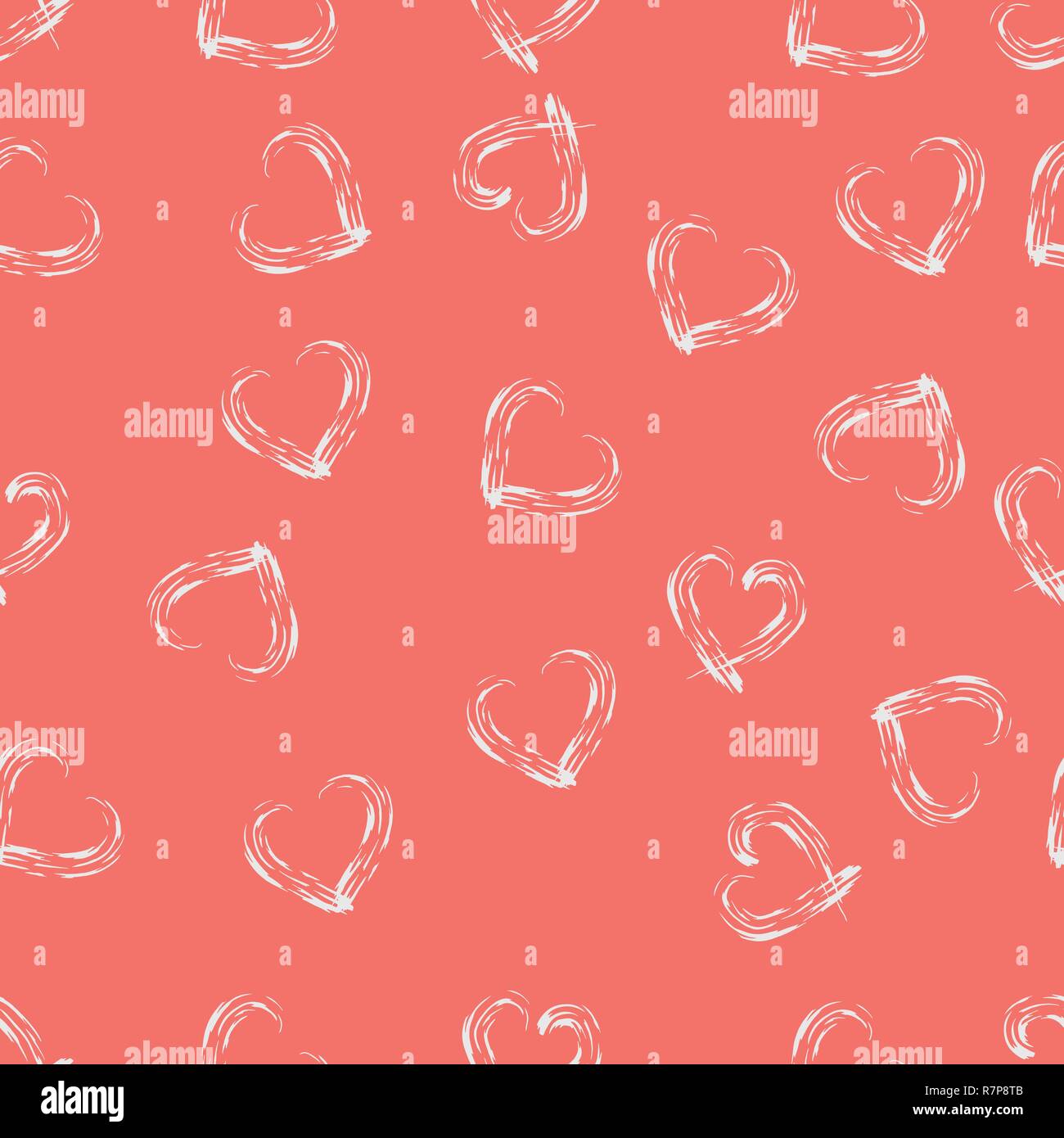 Fond vectoriel continu de création avec des cœurs en couleur corail vivant. Illustration de Vecteur