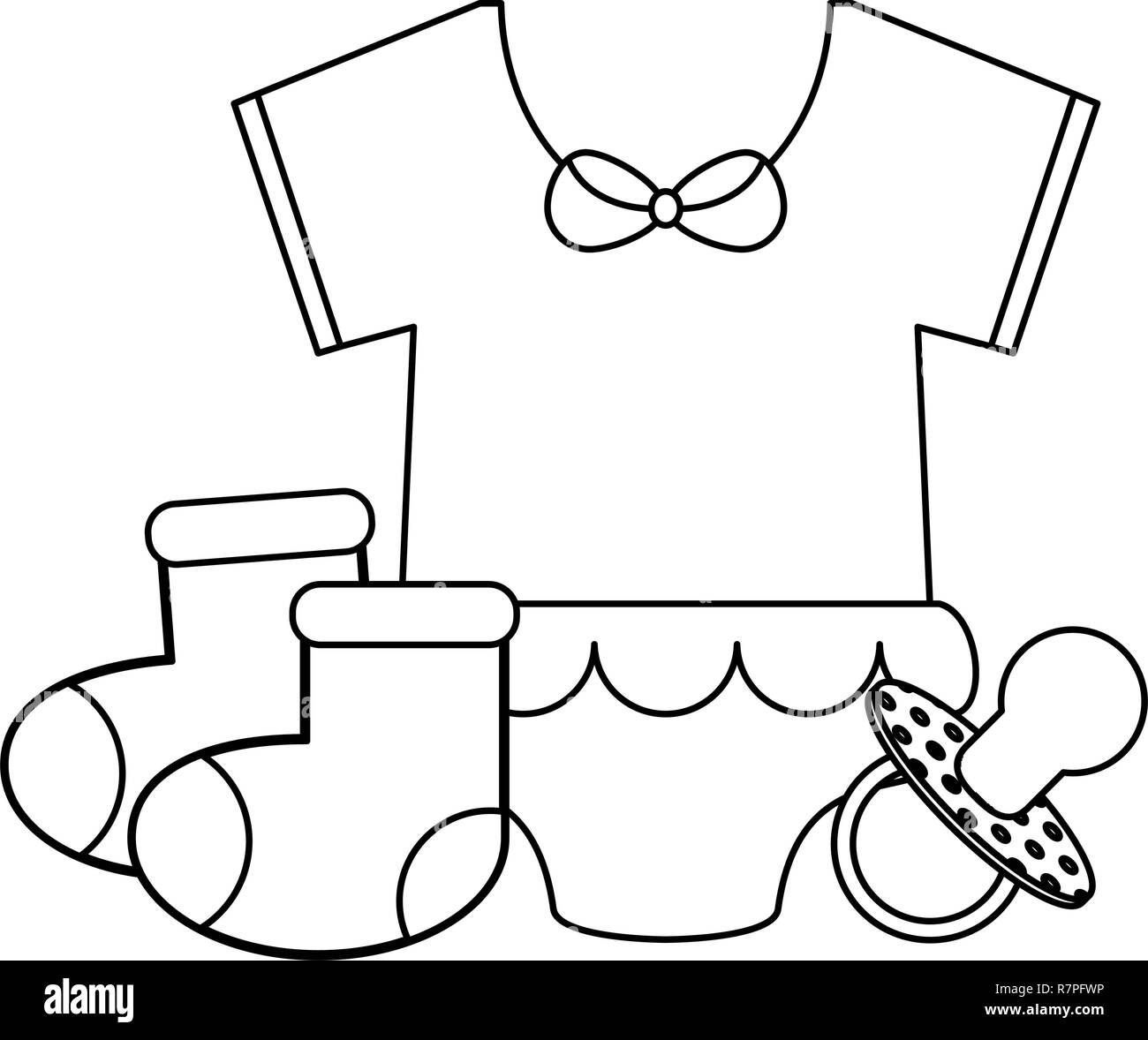 Avec Chaussettes Bebe Sucette Et En Noir Et Blanc Image Vectorielle Stock Alamy