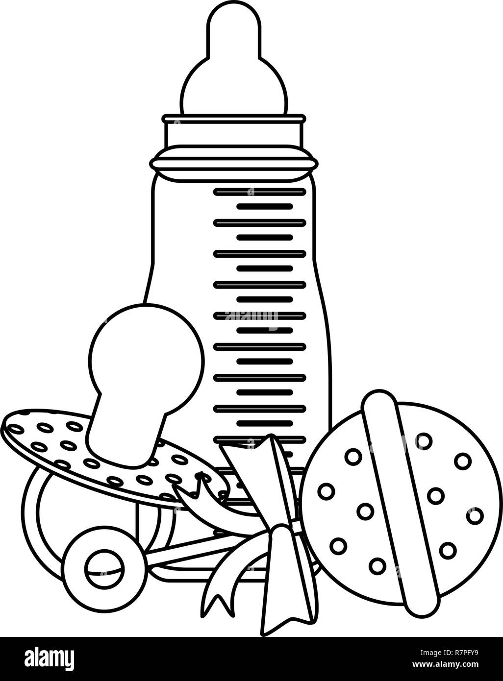 Le Biberon Et Tetine Avec Maraca En Noir Et Blanc Image Vectorielle Stock Alamy Le Biberon Et Tetine Avec Maraca En Noir Et Blanc Image Vectorielle Stock Alamy