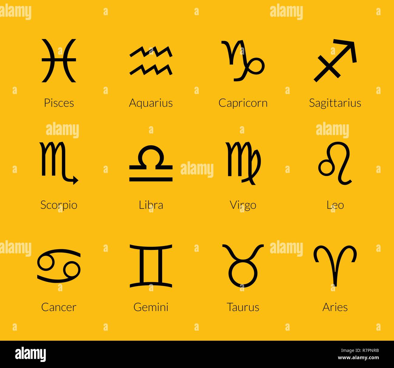 Vector Set d'icônes symbole zodiaque Illustration de Vecteur