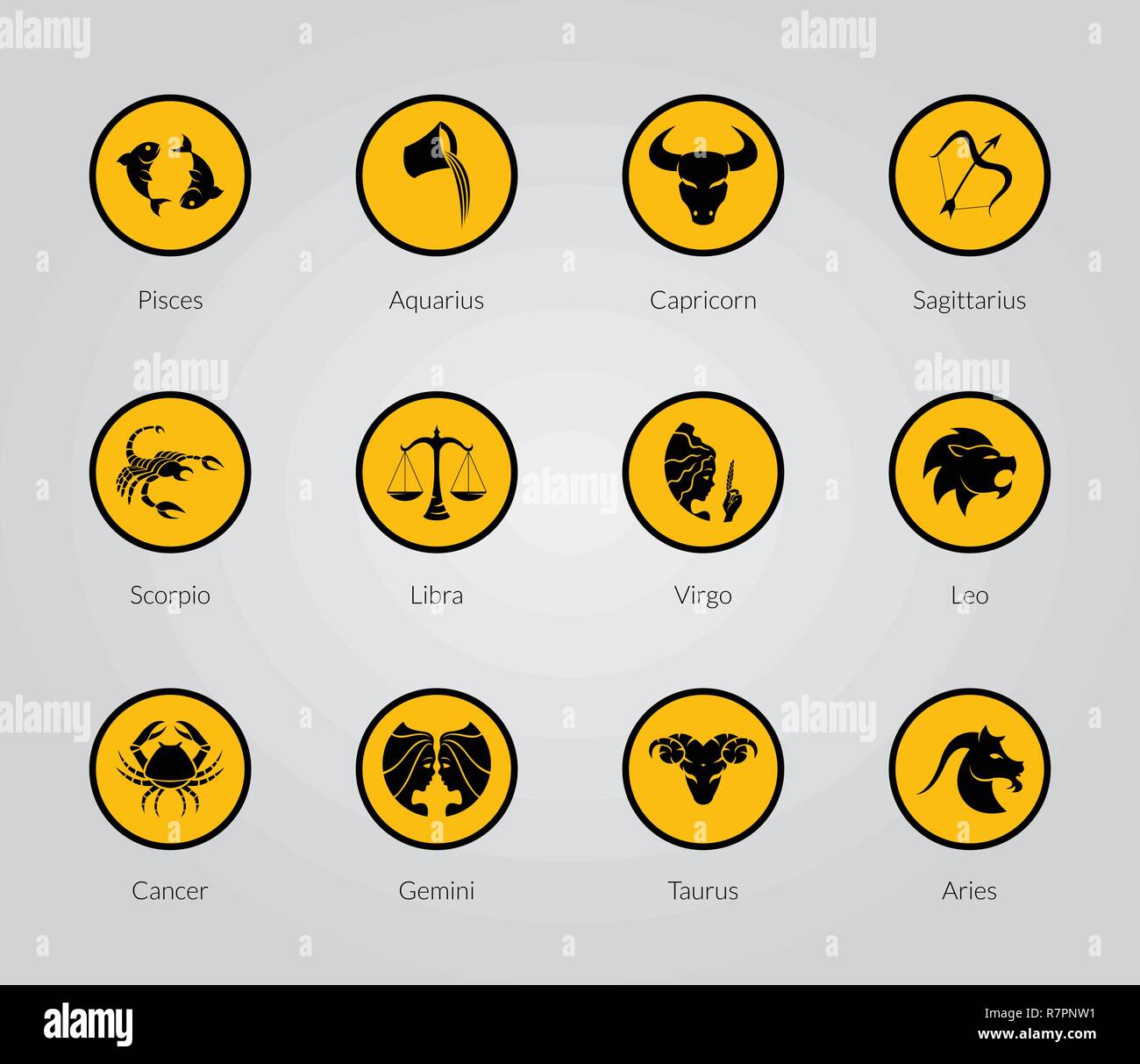 Vector Set d'icônes symbole zodiaque Illustration de Vecteur