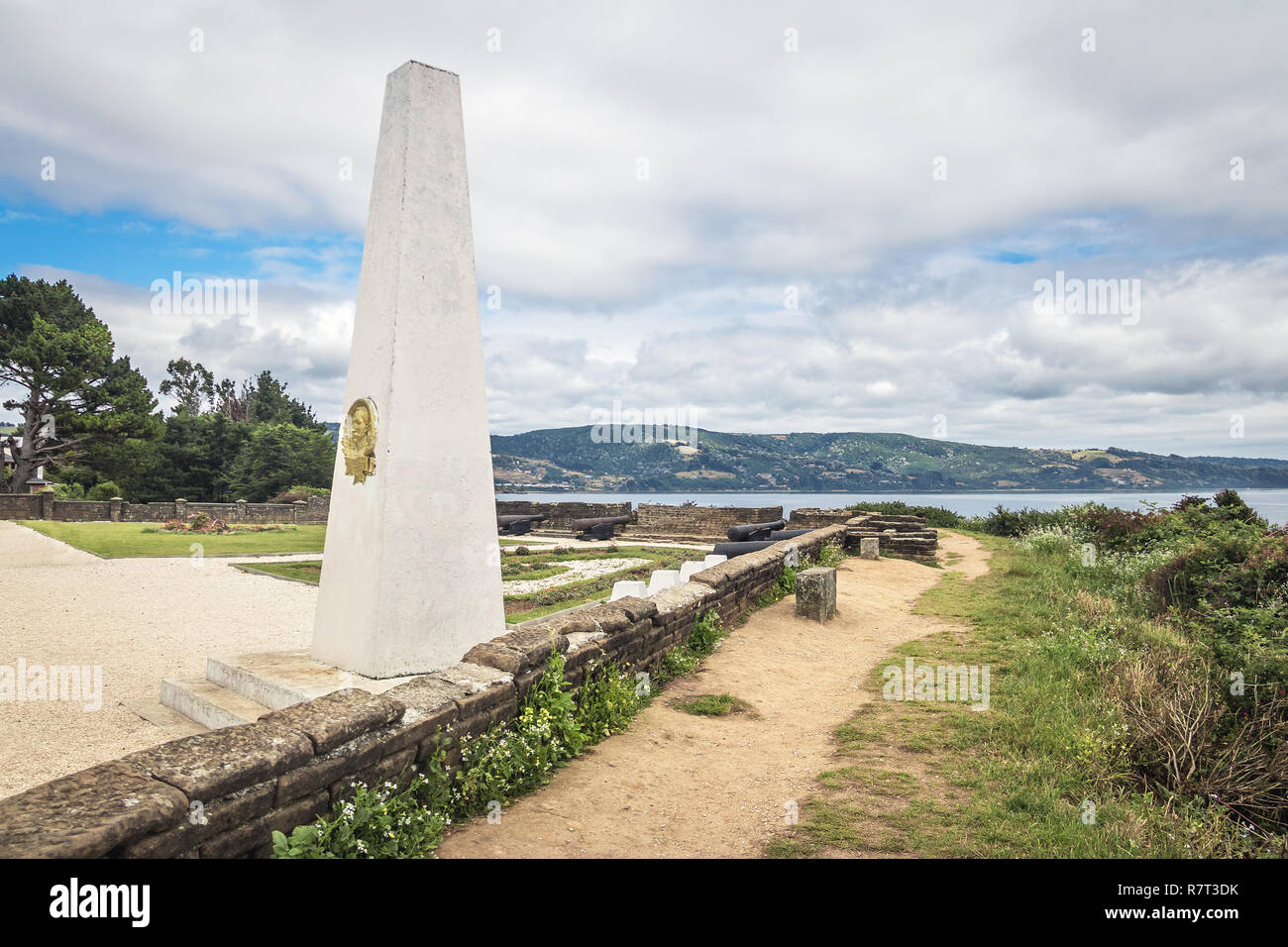 Batterie de ruines du Fort de San Antonio - Ancud, Ile de Chiloé, Chili Banque D'Images