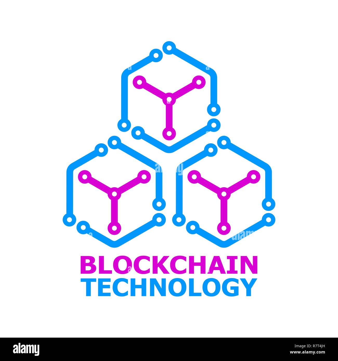 Blockchain élément vecteur logo en couleur sur fond blanc. Illustration de Vecteur