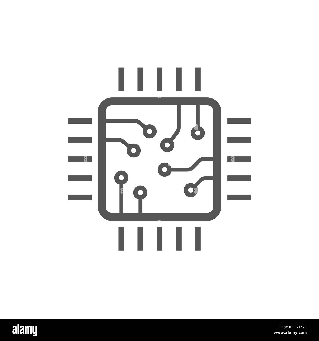 Icône minimale isolés à puce. Icône vecteur ligne processeur pour les sites web et mobile design plat minimaliste. Course modifiable Illustration de Vecteur