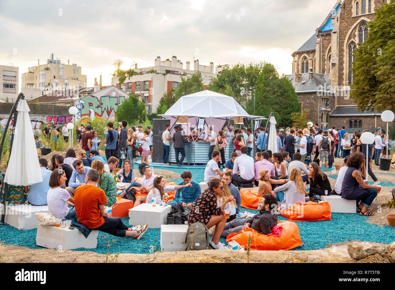 France, Paris, la base filante, nouveau 3000 m2 terrain vague ouvert le 5 juillet 2018 Bd de Menilmontant Banque D'Images
