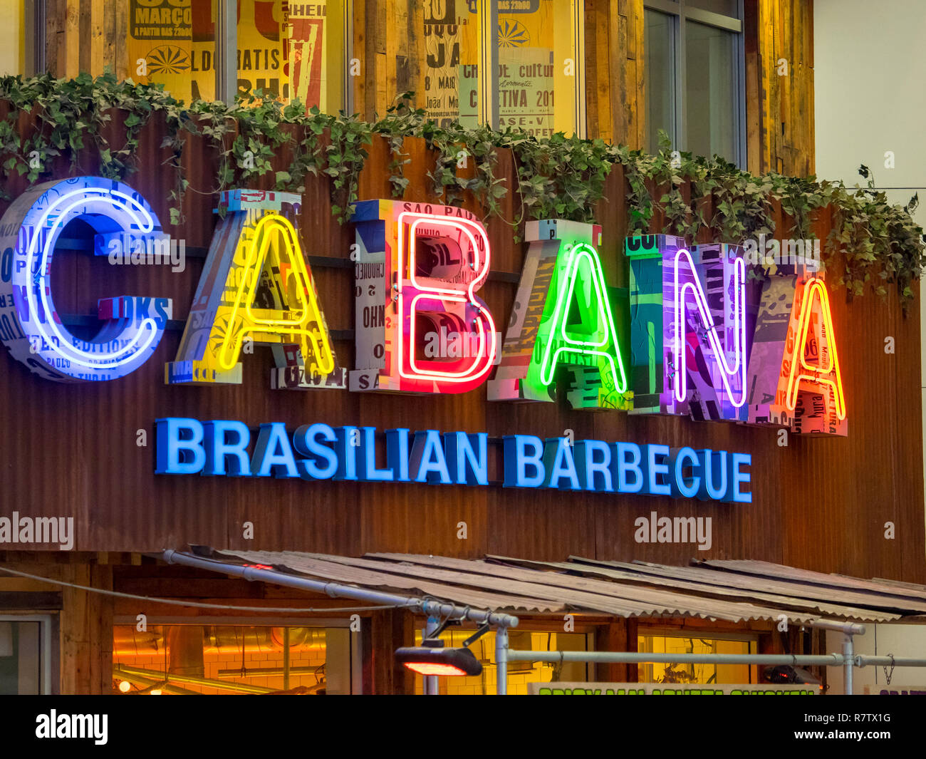 Cabana Brasilian Barbecue Restaurant brésilien au London O2 Arena, Greenwich, Angleterre, RU Banque D'Images