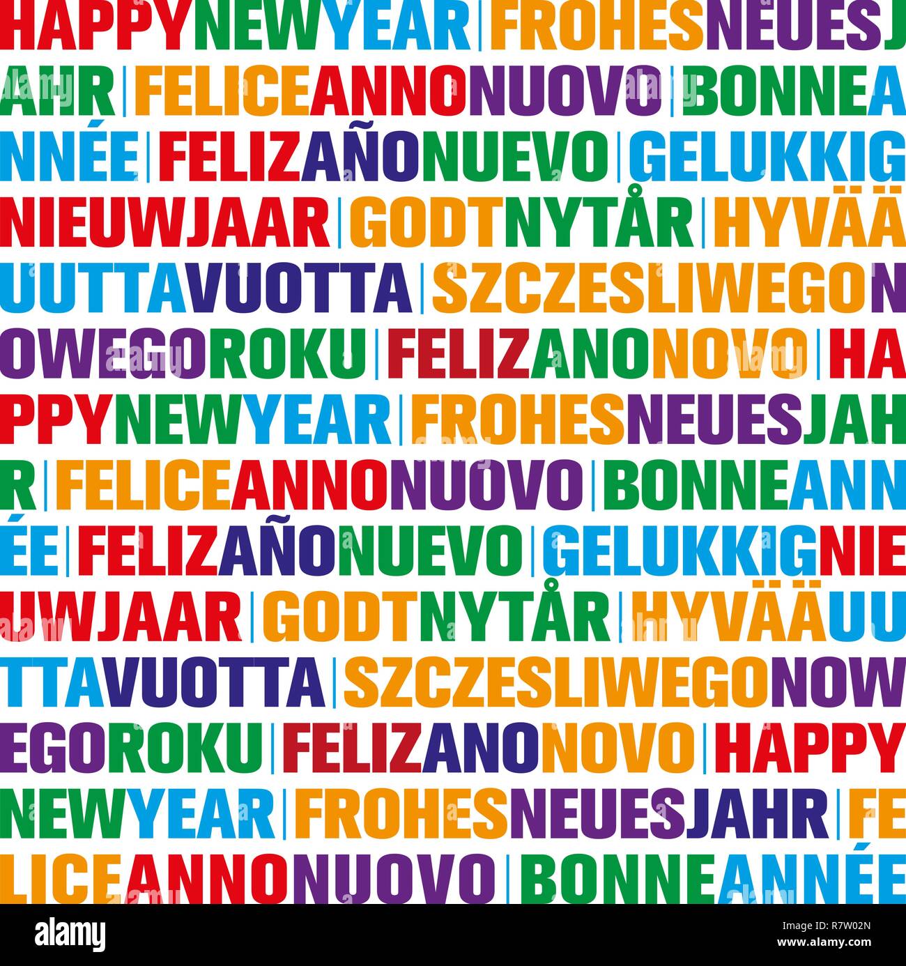 Bonne année carte de voeux dans différentes langues Illustration de Vecteur