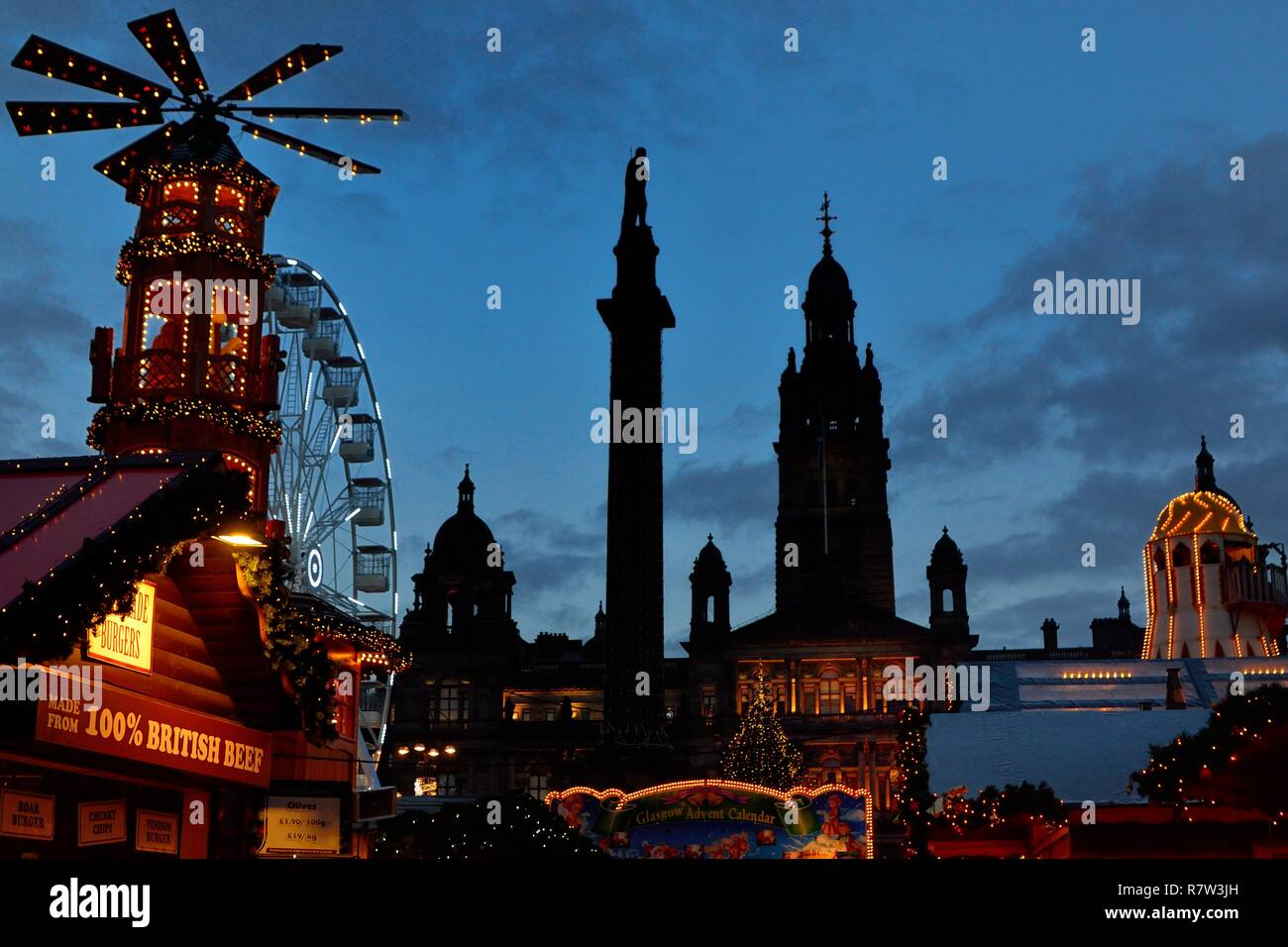 George Square Glasgow Marché de Noël Banque D'Images