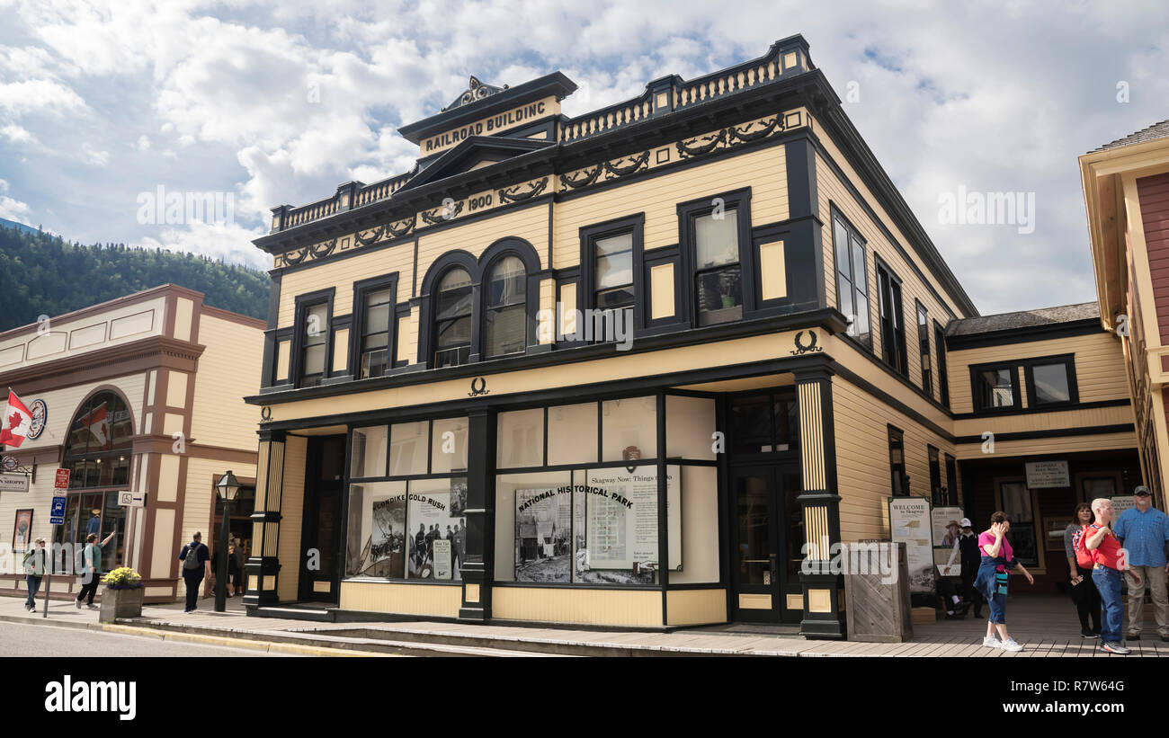 La construction de chemins de fer, Skagway, Alaska, Klondike Gold Rush National Historical Park, États-Unis Banque D'Images