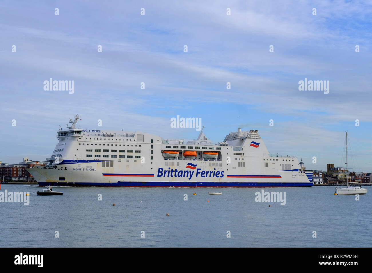 Bretagne Ferry Portsmouth Hampshire arrivant Banque D'Images