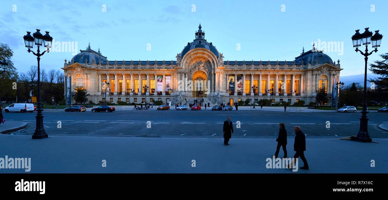France, Paris, région classée au Patrimoine Mondial de l'UNESCO, avenue Winston Churchill, le Petit Palais par l'architecte Charles Girault immobilier de la ville de Paris, Musée des Beaux Arts Banque D'Images