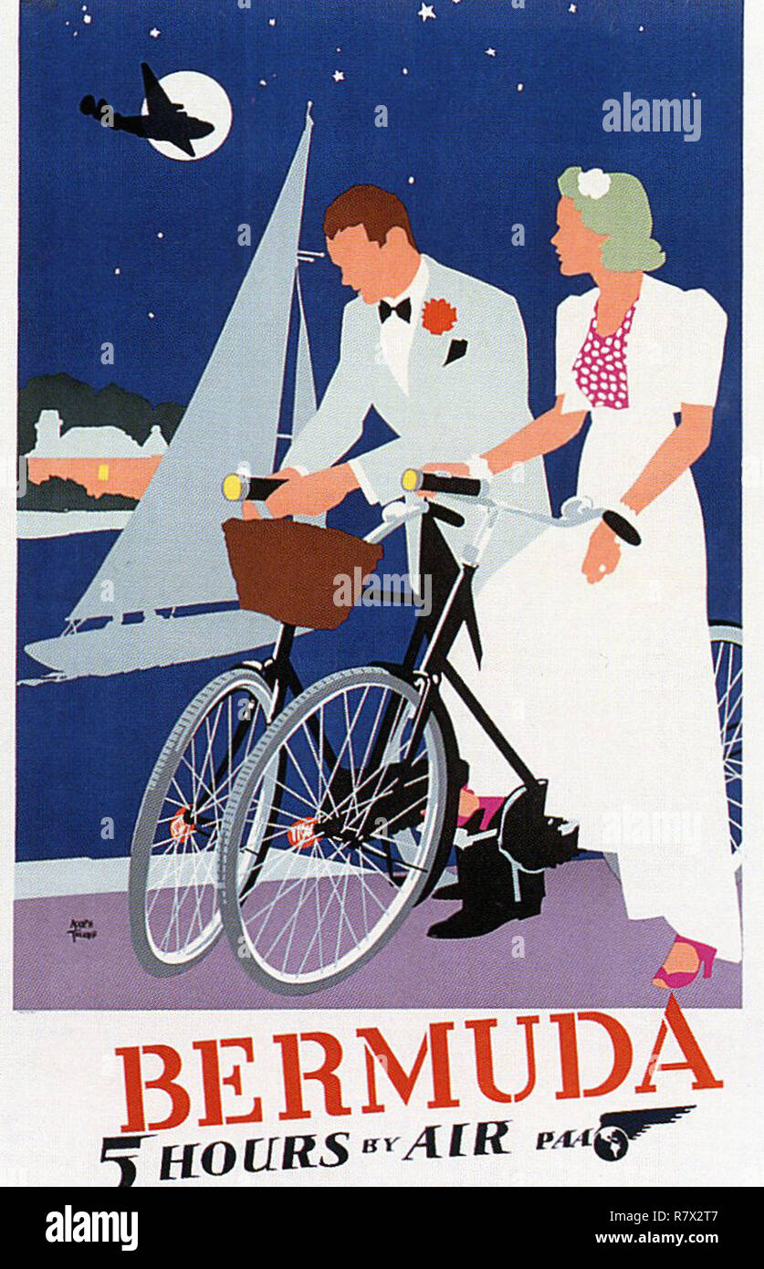 Les Bermudes PAA - Vintage Travel Poster Banque D'Images