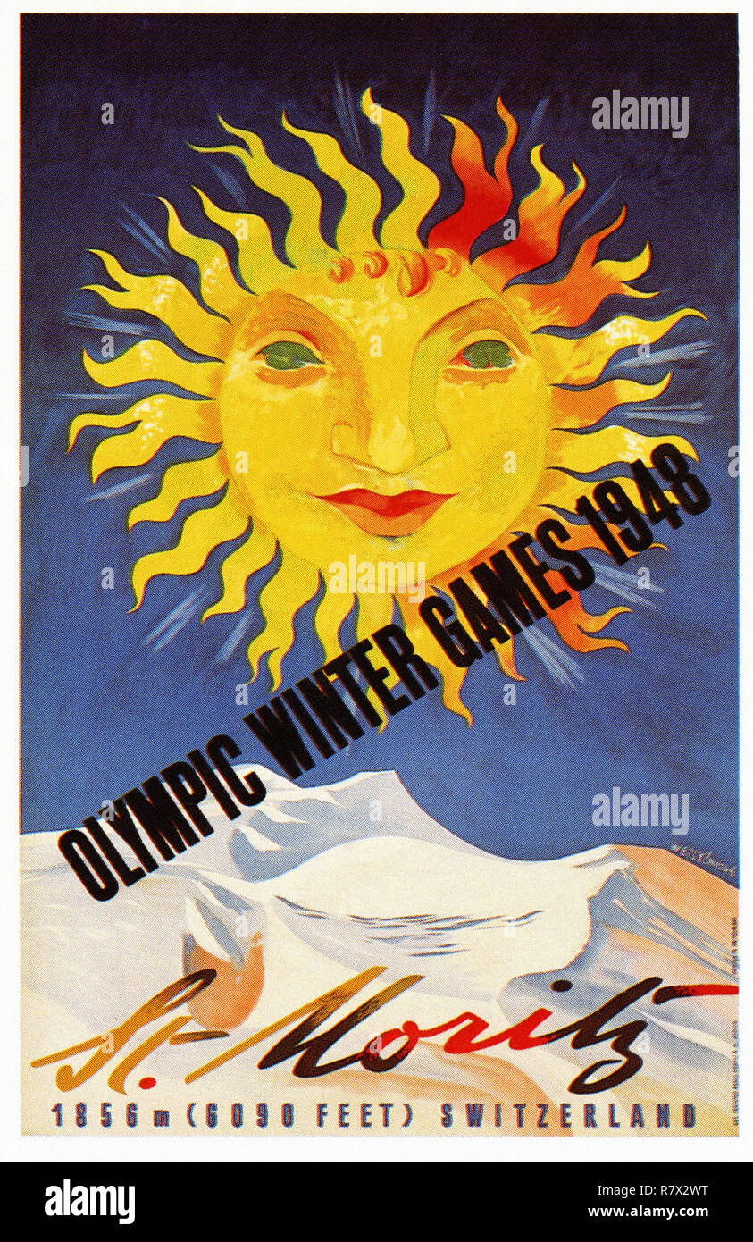 Affiche Vintage Originale – St Moritz Suisse, Ski, Années 90 (Razzia)