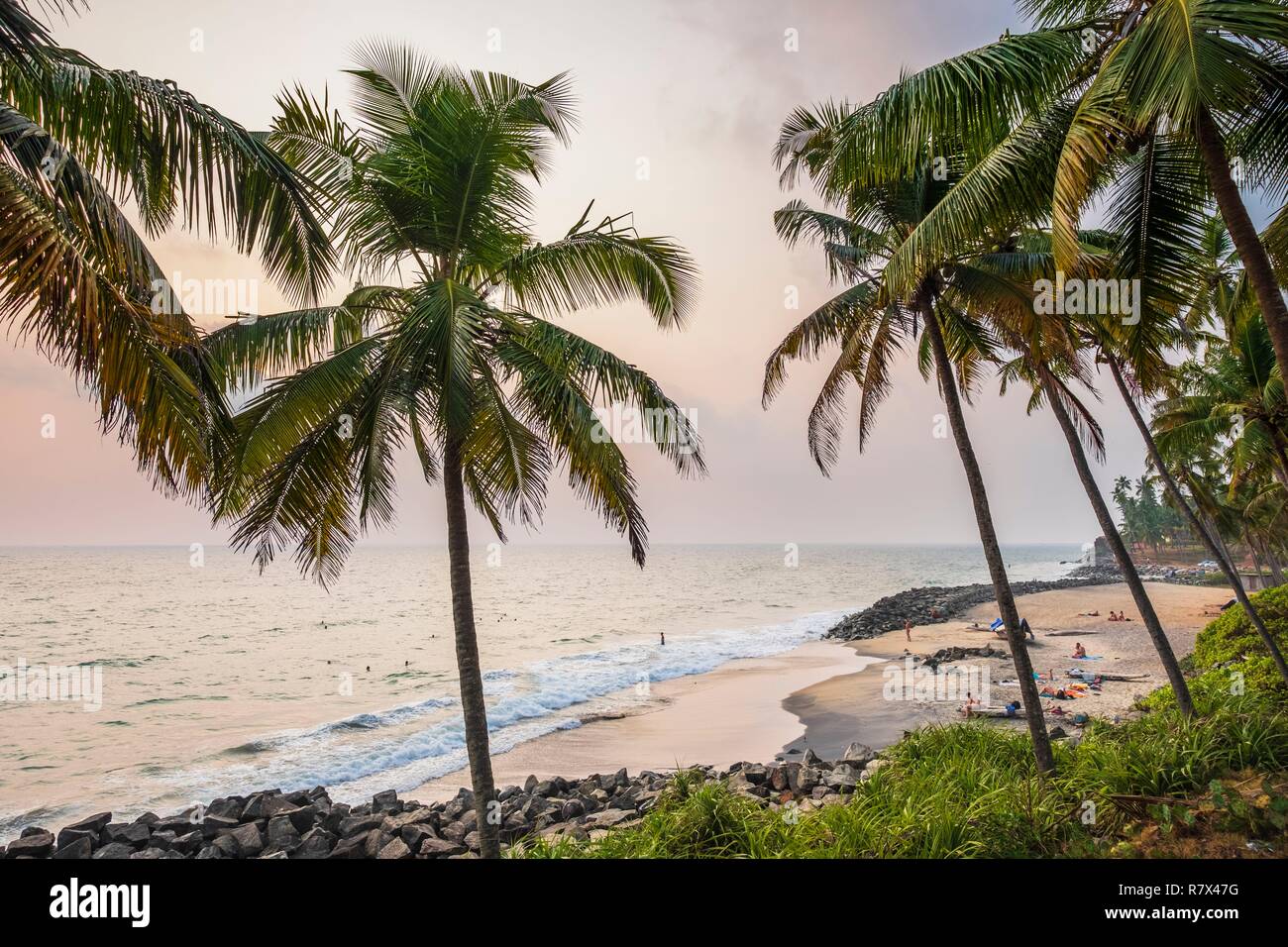 L'Inde, Etat du Kerala, Varkala, Odayam Beach Banque D'Images