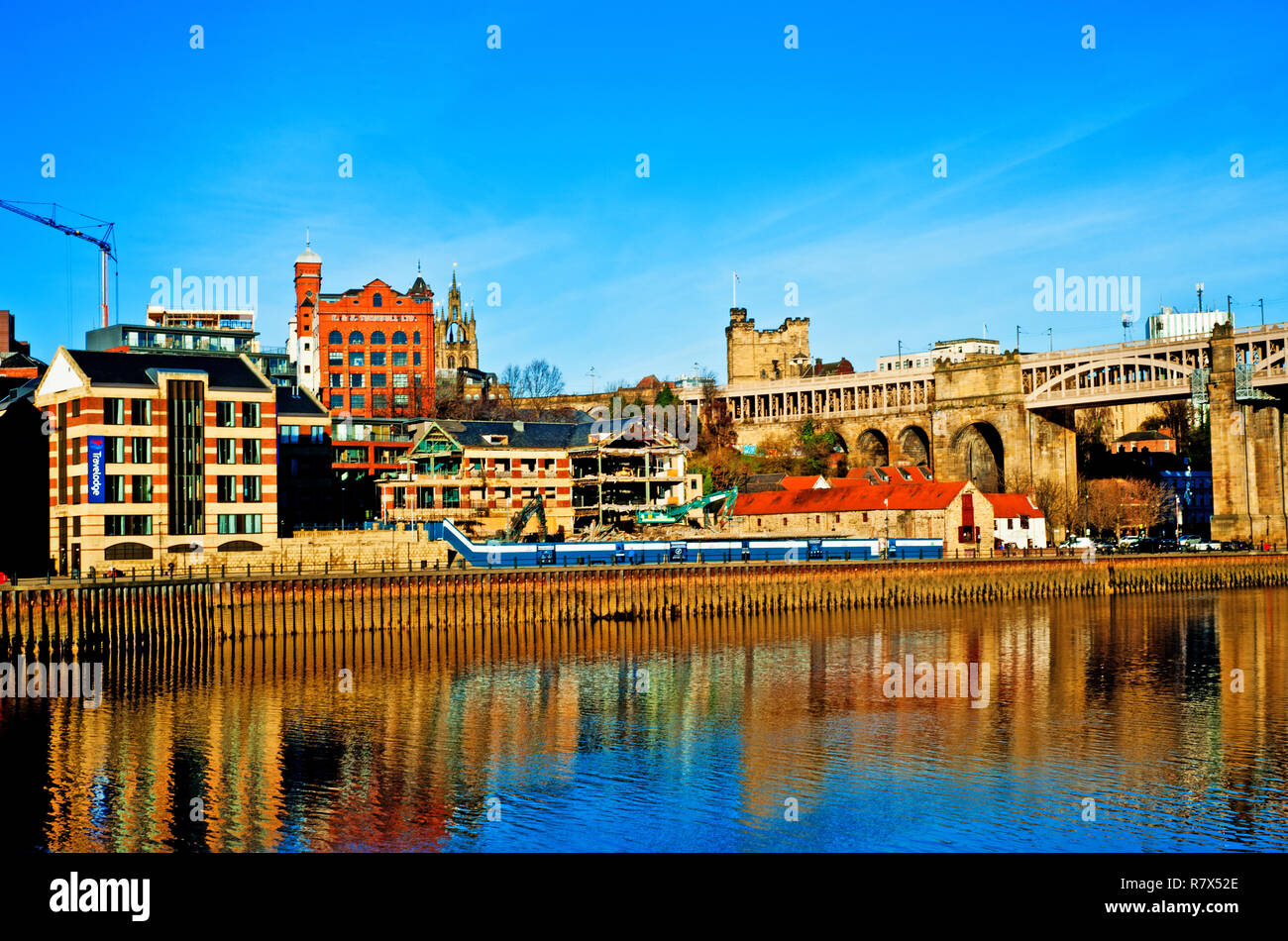 Travelodge et les travaux de construction de Quayside, Newcastle on Tyne, en Angleterre Banque D'Images