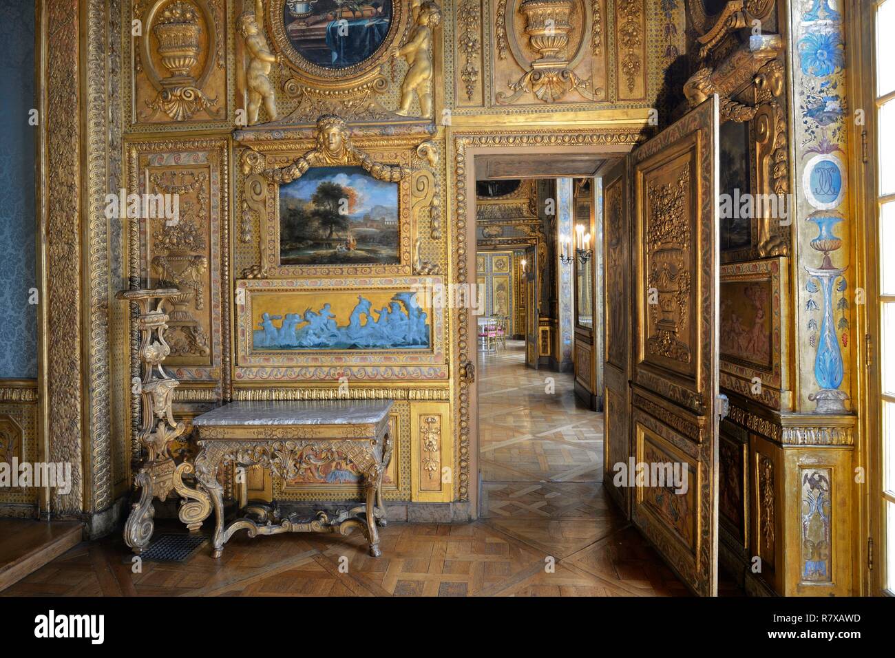 France, Paris, l'île Saint Louis, l'hôtel de Lauzun, la chambre en alcôve Banque D'Images