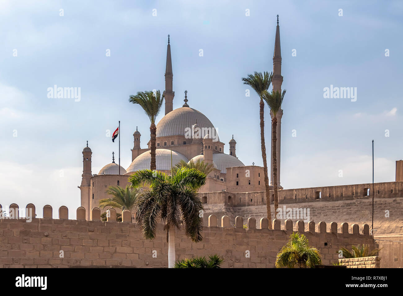 La Grande Mosquée de Mohammed Ali Pasha ou Mosquée d'Albâtre situé sur le sommet de la citadelle, cette mosquée, avec sa silhouette animée d'une Banque D'Images