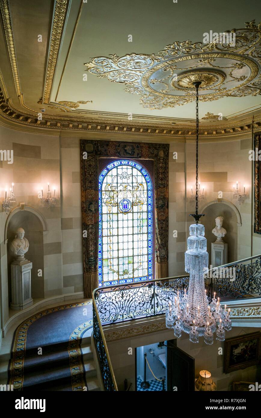 Organisation des Stateslaware, Wilmington, Nemours Estate, ancienne maison de l'industriel Alfred I. DuPont de Nemours et de la famille, l'hôtel particulier, escalier Banque D'Images