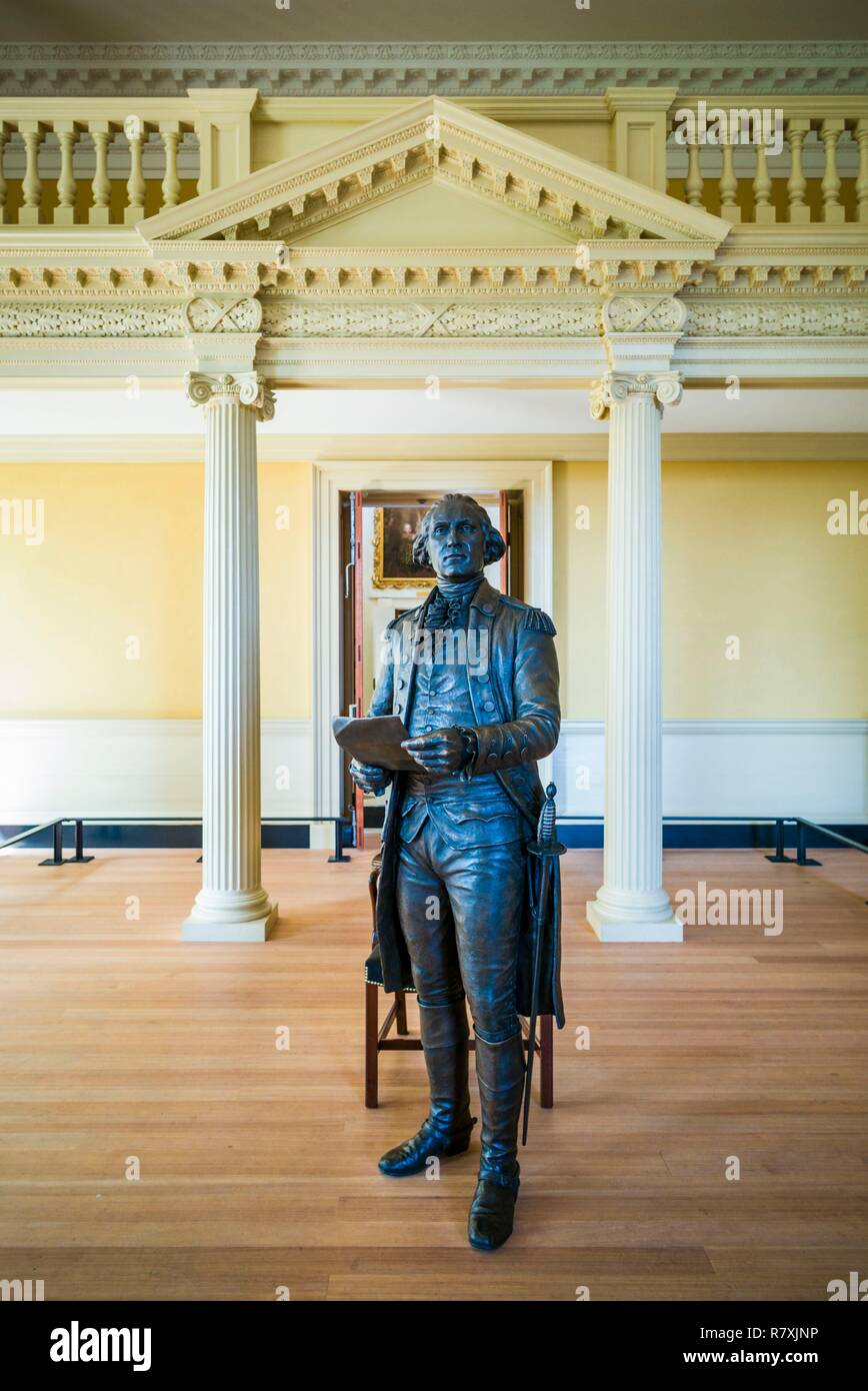 United States, Maryland, Annapolis, Maryland State House, Old Sénat avec statue de George Washington, c'est là que le général Washington a démissionné de sa commission militaire après la Révolution américaine Banque D'Images