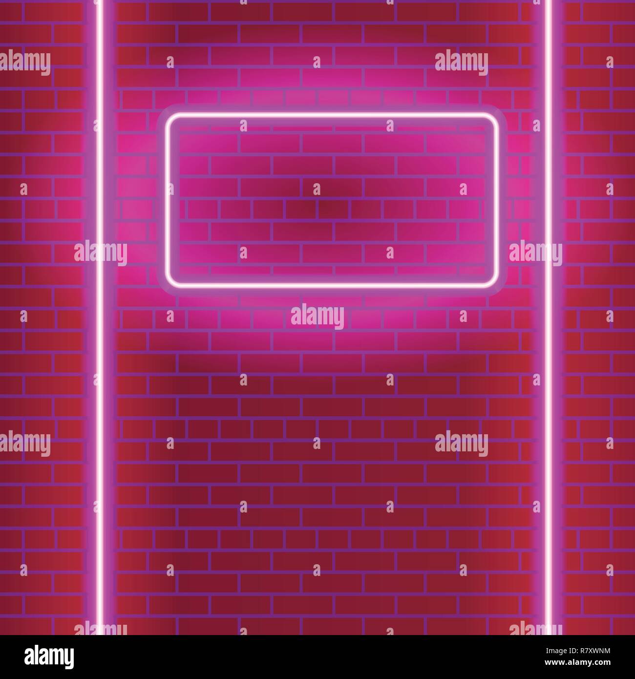 Fond violet lumineux néon avec mur de brique - vector illustration Illustration de Vecteur