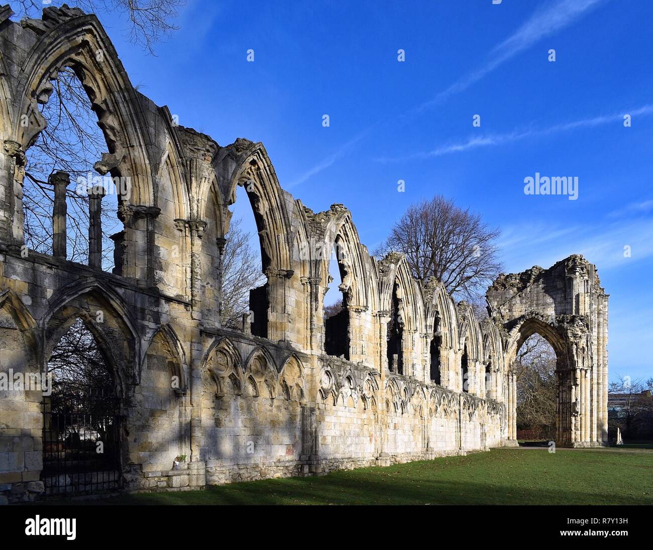 Ruines de l'abbaye de St Mary à York Banque D'Images
