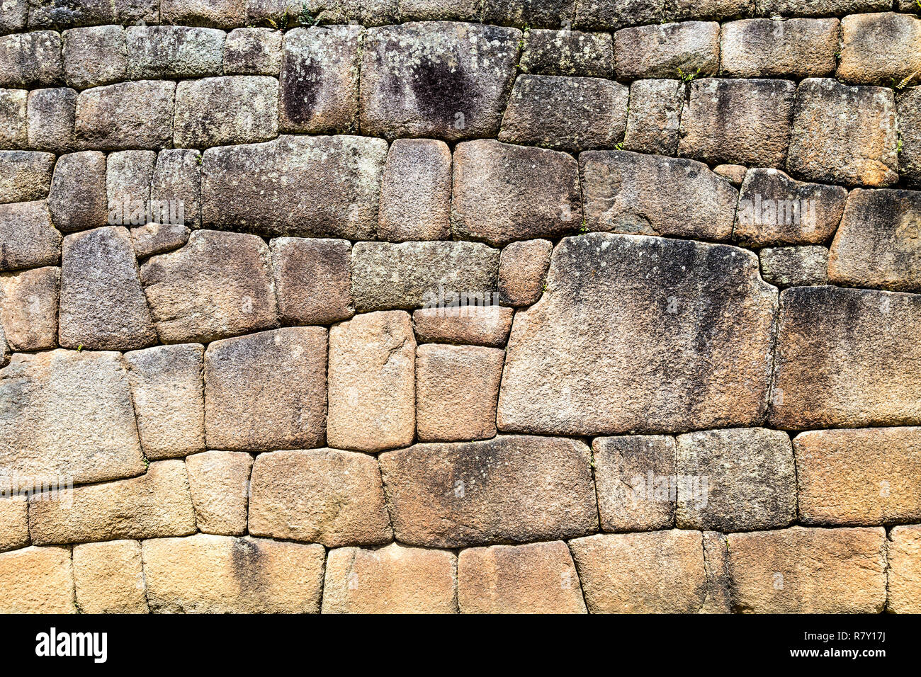 Gros plan d'un mur Inca (Machu Picchu, Vallée Sacrée, Pérou) Banque D'Images