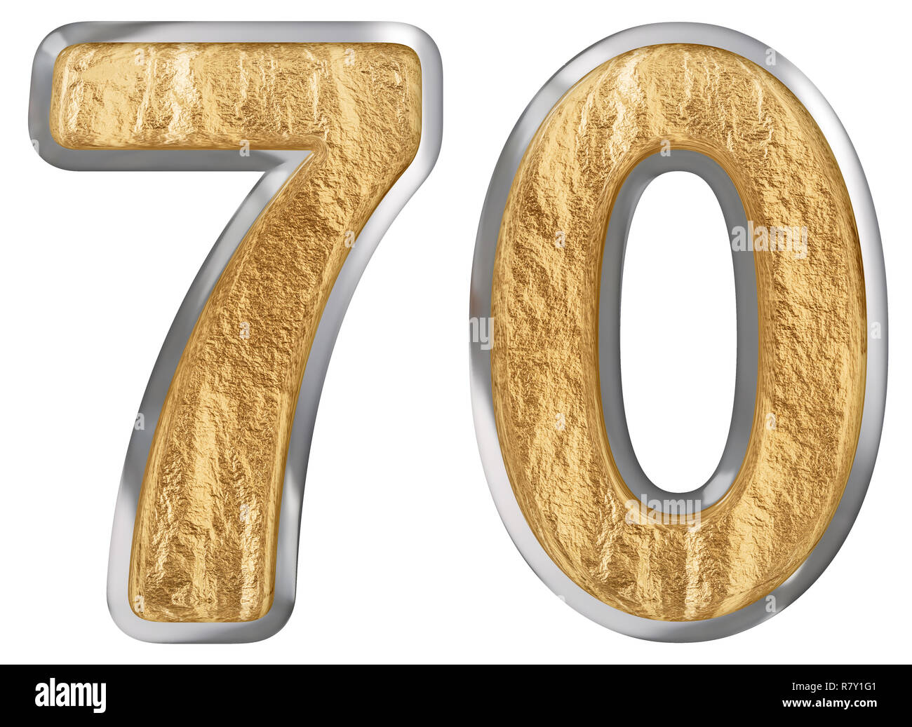 70, 70, chiffre isolé sur fond blanc, 3D render Banque D'Images