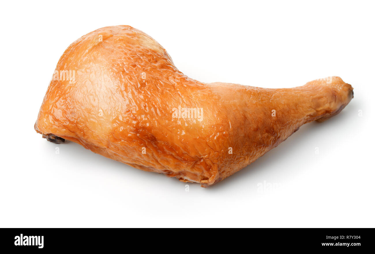 Cuisses de poulet fumé isolated on white Banque D'Images
