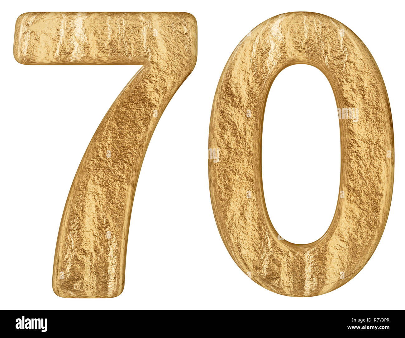 70, 70, chiffre isolé sur fond blanc, 3D render Banque D'Images
