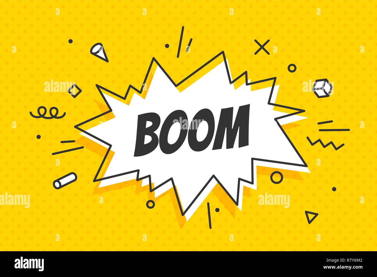 Boom, bulle. Bannière, bulle, affiche et un autocollant Illustration de Vecteur