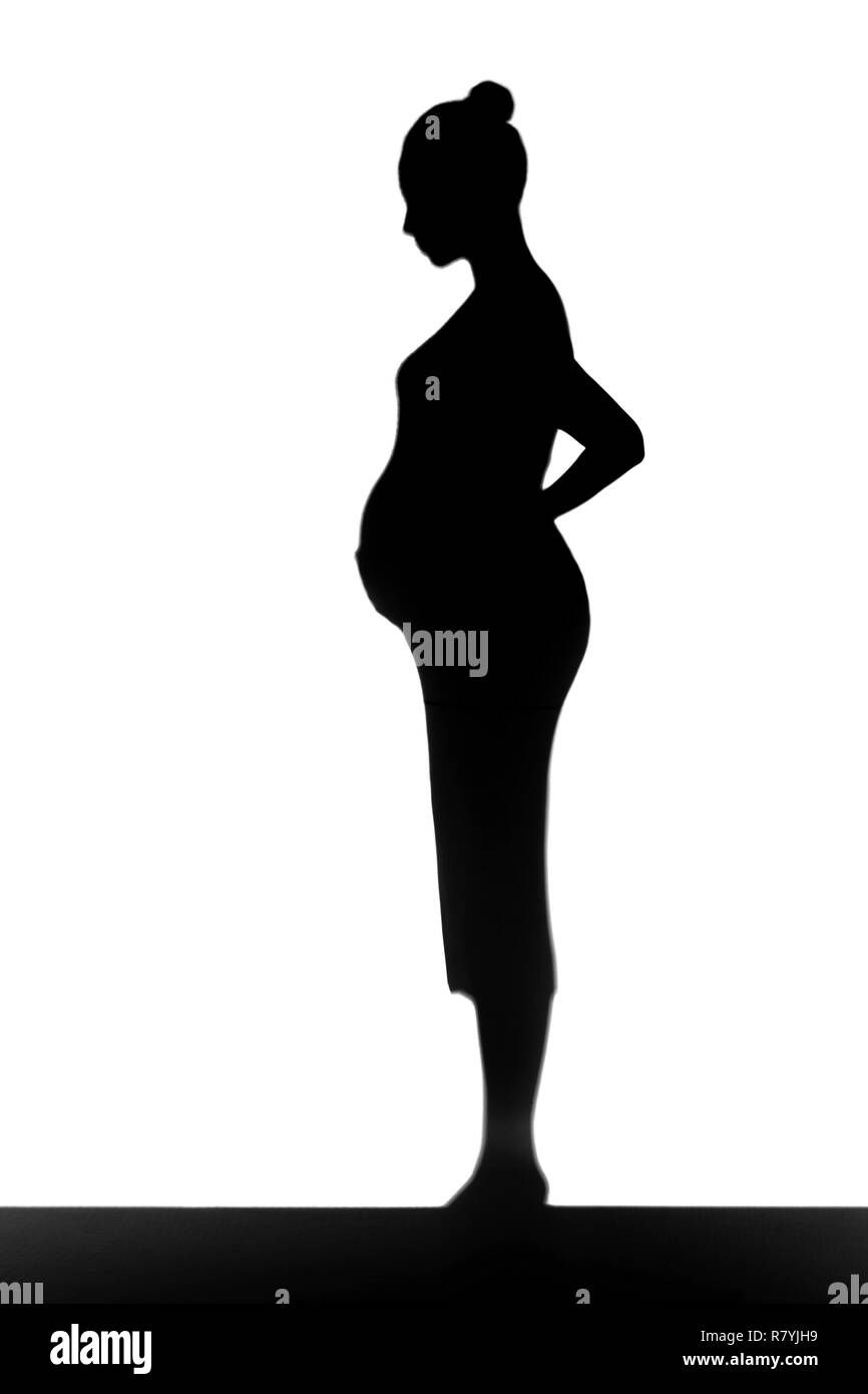 La silhouette d'une femme enceinte Banque D'Images