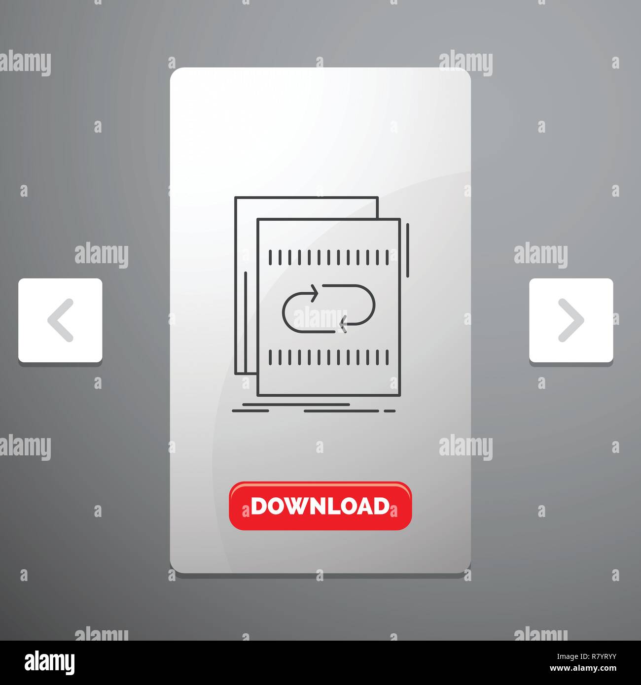 L'audio, fichier, boucle, mix, l'icône de la ligne du son dans la pagination Carousal Slider Design & Red bouton Download Illustration de Vecteur