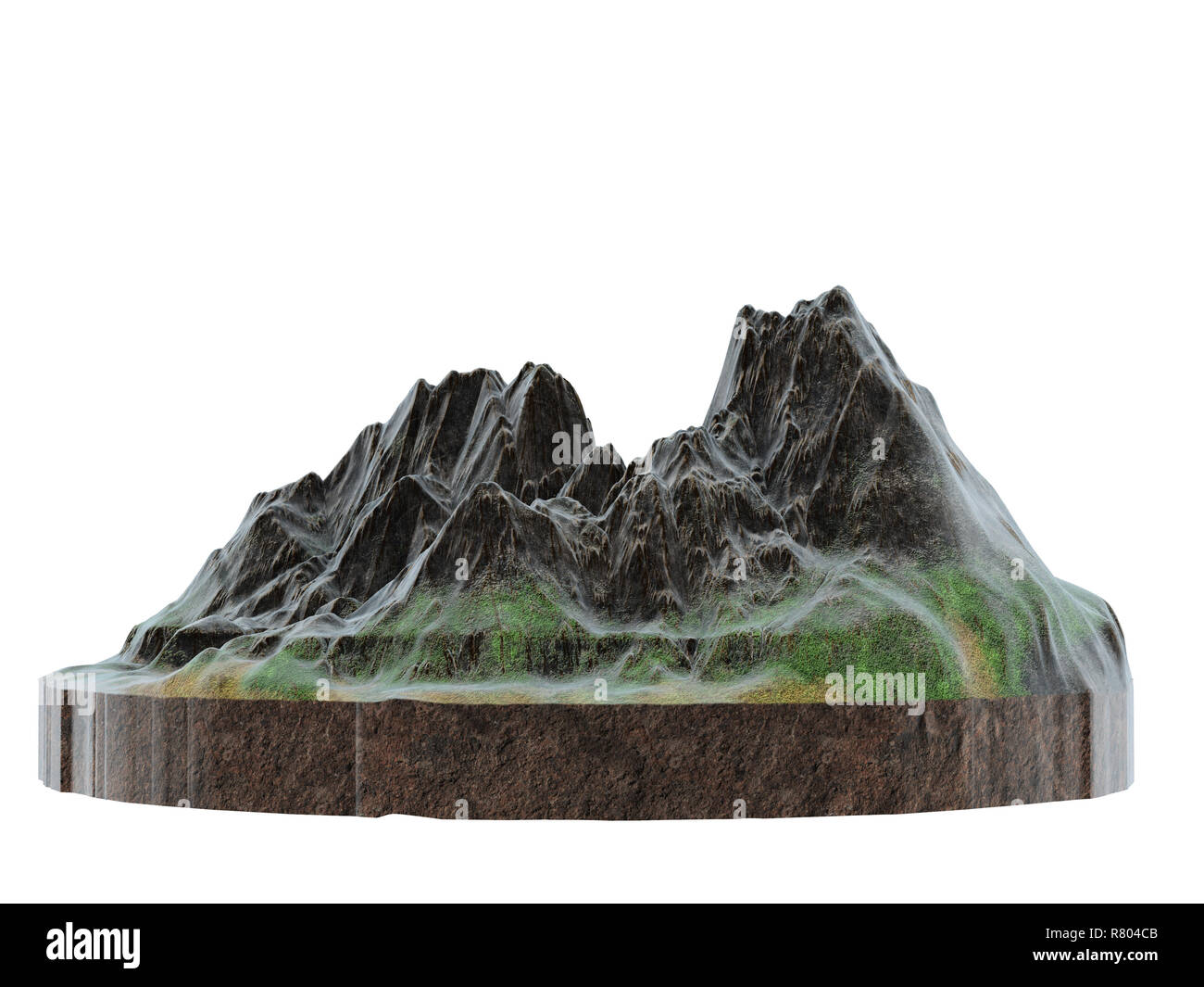 Image stylisée d'une crête de montagne isolé sur un fond blanc. 3d illustration Banque D'Images