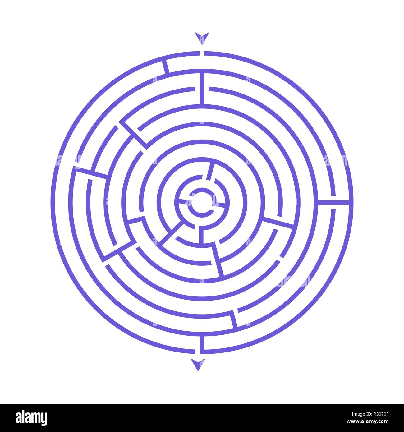 Ronde simple labyrinthe labyrinthe jeu pour enfants. L'un des puzzles de la série d'énigmes pour enfants Illustration de Vecteur