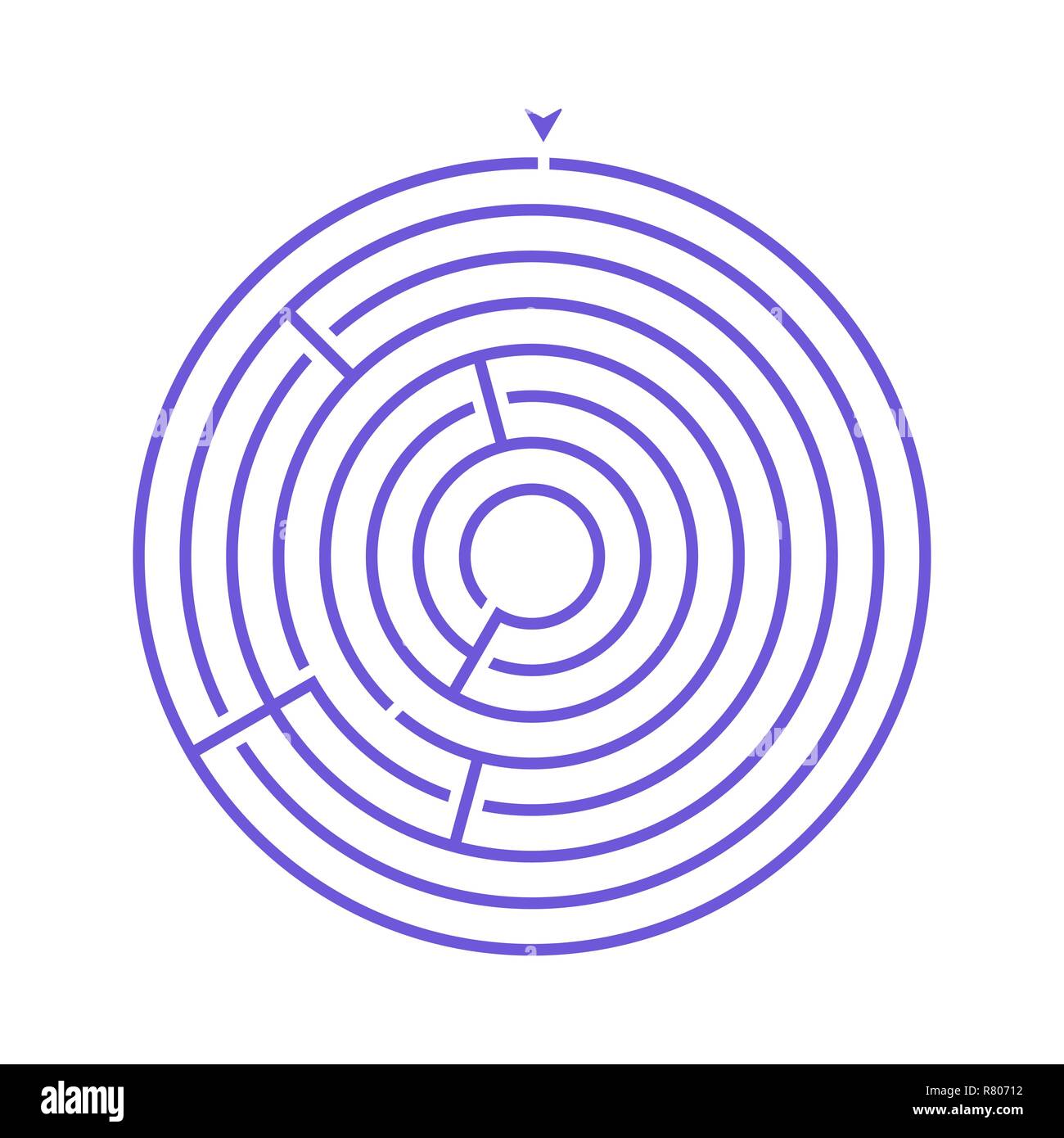 Ronde simple labyrinthe labyrinthe jeu pour enfants. L'un des puzzles de la série d'énigmes pour enfants Illustration de Vecteur