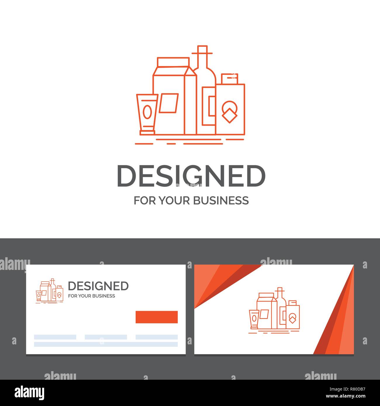Modèle de logo d'entreprise pour l'emballage, de marque, de marketing, de  produit, de bouteille. Cartes de visite orange avec logo marque template  Image Vectorielle Stock - Alamy