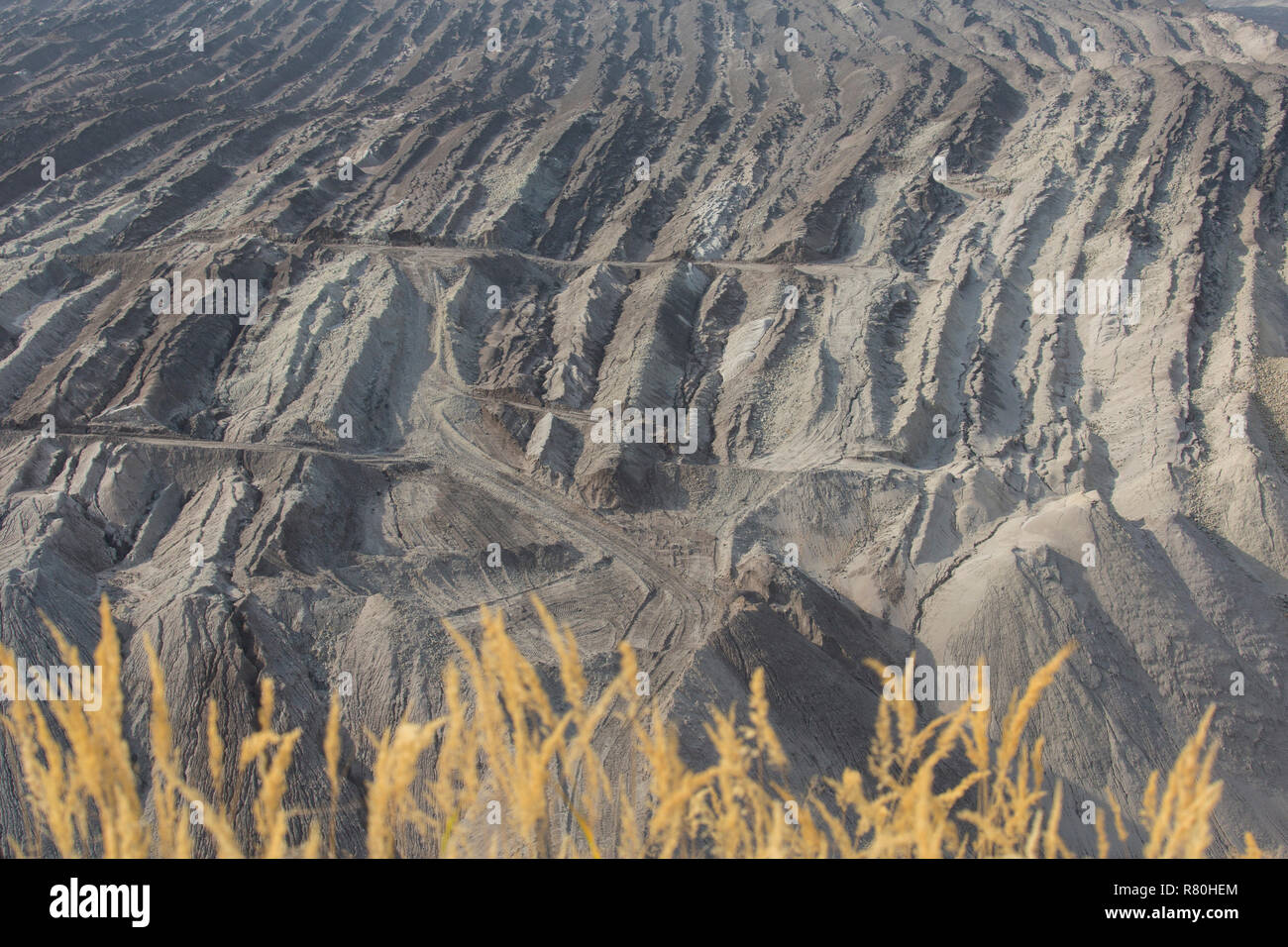 Mine à ciel ouvert de Nochten, l'extraction du lignite. La Saxe, Allemagne Banque D'Images