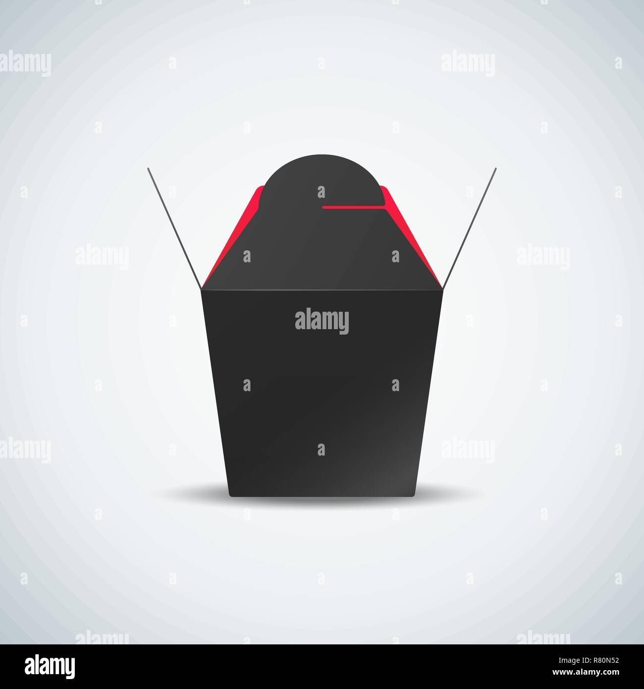 Vector black nouilles asiatiques à emporter, des maquettes en blanc papier fort illustration réaliste avec ombre template design isolé sur fond clair Illustration de Vecteur